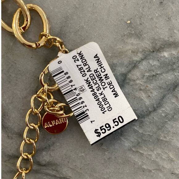 ALFANI Gold-Tone & Black Acrylic Large Link Necklace, 20" + 2" extender - Picture 3 of 3